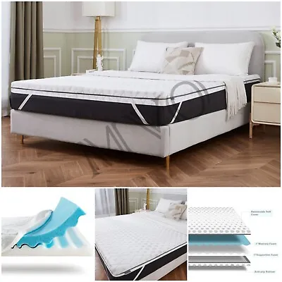 Memory Foam Combination Mattress Topper Ultra Soft Dual Layer Enhancer All Sizes • £56.99