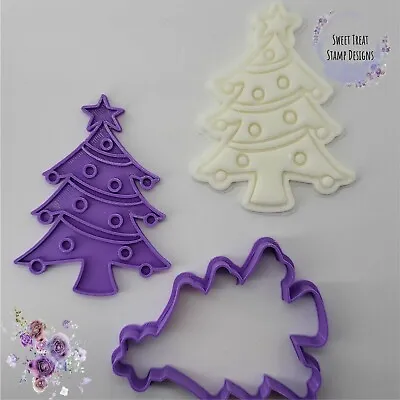 £5.89 • Buy Christmas Tree Cookie Sugar Biscuit Dough Cutter & Fondant Icing Stamp Set