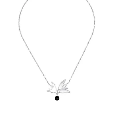 Lalique Crystal Hirondelles Silver & Onyx Pendant #10627800 Brand Nib Save$ F/sh • $504.20