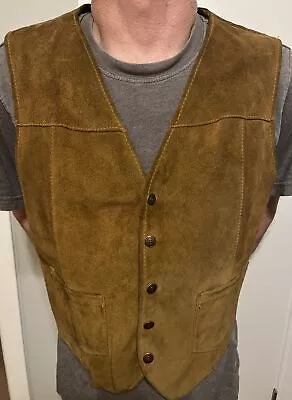 Vintage Schott Bros. Sports Wear Brown Suede Vest Rugged & Western Made In USA • $30