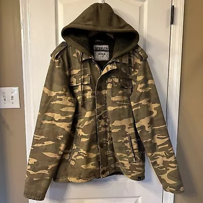 Surplus | Military Style Camo Sherpa Lined Hooded Full Zip Coat Jacket XXL 2XL • $39.99
