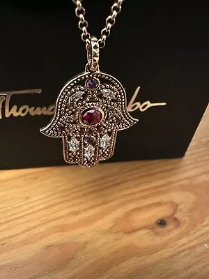 Pendant & Chain Thomas Sabo Hand Of Fatima Plated Rose Gold 925 Sterling Silver • £185