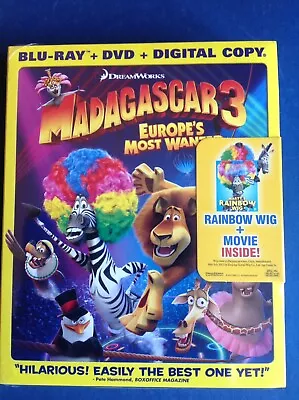 Madagascar 3 Blu-ray/Dvd + Marty's Rainbow Wig Brand New • $16.99