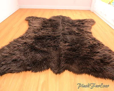 $159 • Buy Brown Grizzly Bear Rug 5' X 6' Faux Fur Accents Area Rug Bearskins PlushFurEver