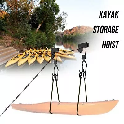 Upto 75lbs Kayak Hoist Pulley System Ceiling Mount Bike Garage Storage Holder • $56.99