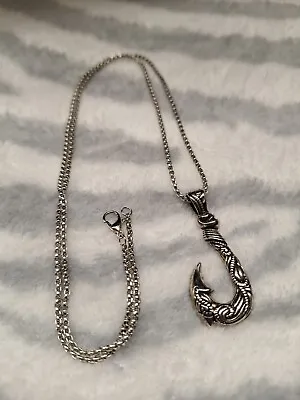 Men's Hawaiian Fishing Hook Pendant Necklace Men's Fashion Jewelry Stainless... • $6.50