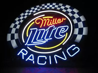 Miller Lite Racing Beer Neon Light Sign 24 X20  Lamp Bar Wall Decor • $208.09