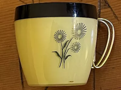 Vintage HFC Thermal Insulated Coffee Cup With Steel Handle Yellow/Black • $6.70