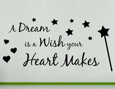 A Dream Is A Wish Your Heart Makes - Quote Stars Wall Decal Art Sticker Picture • $51.03