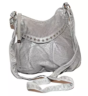 Marc Ecko Gray Pebbled Faux Leather Studded Flap Pleated Crossbody Bag • $14.99