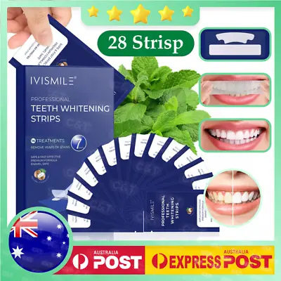 $12.95 • Buy New 28 Teeth Whitening Strips Safe White Tooth Clean Gel Bleach Dental Strength