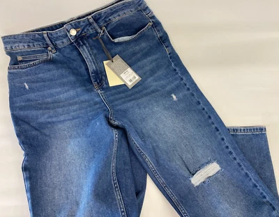 £27 • Buy Mint Velvet Rrp £89.00 Jeans Uk 12 W32 L27 Blue Straight High Waist Ripped 272