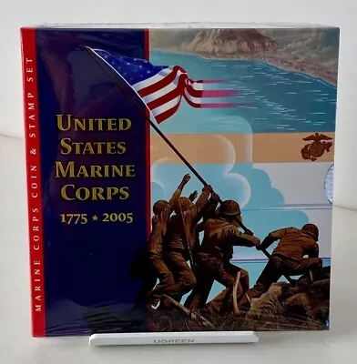 2005 Marine Corps 230th Anniversary Unc. US Silver Dollar & 3¢ Stamp (Sealed) • $64.95