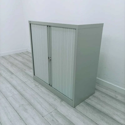 £166.80 • Buy Bisley Mid Height Office Tambour Cupboard, Lockable, 2 Shelves, Light Grey