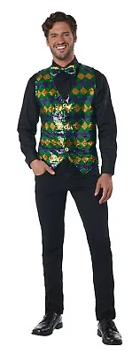 Men's Sequin Carnival Vest Costume Set • $26.88