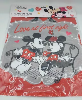 DISNEY 12  X 18  Mickey & Minnie Mouse Garden Flag - Love At First Sight  • $5