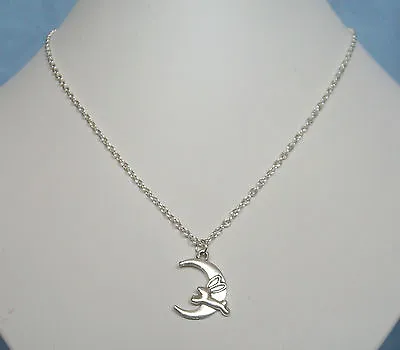 £4.25 • Buy Cute Bunny Rabbit Hare Moon Pendant 18  S/P Chain Necklace In Gift Bag