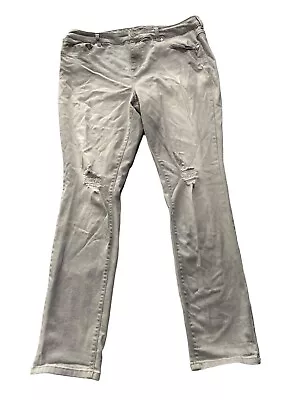 Vanity Womens Gray Denim Medium Wash Skinny Distressed Jeans Size 33 • $18.60