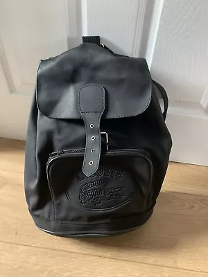 Vintage Lacoste Backpack Rucksack Bag Handbag Black Drawstring Medium • £55