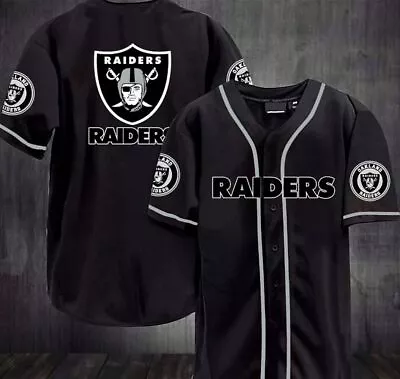 Oakland Raiders Team Black Printed Baseball Jersey • $35