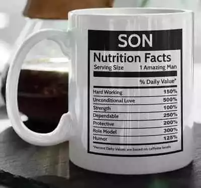 Son Nutrition Facts Coffee Mug Gift From Mom Dad Funny Cup Birthday Present Gag • $17.97