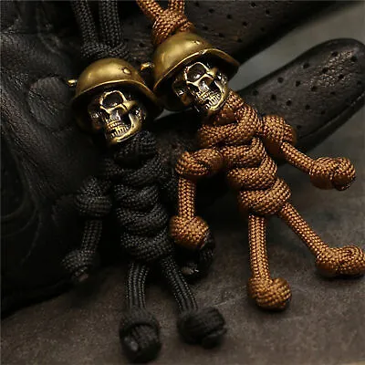 Motorcycle Key Vintage Brass Skull Paracord Pendant Keychain Hung Ornaments • $8.27