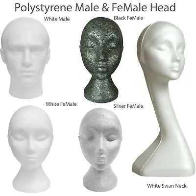 £189.99 • Buy Polystyrene Foam Mannequin Display Head Male Female Swan Unisex Neck 