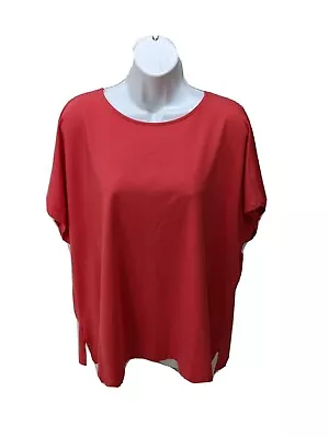 J Jill Luxe Supima Relaxed Tee Womens 2X Short Sleeve Soft Red Orange T Shirt • $22.95