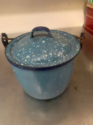 Small Antique Medium Blue Granite Berry Bucket - AOx • $25