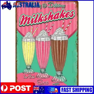 Ice Cream Metal Vintage Tin Painting Flat Tin Sign Wall Poster Bar Decor 20x30cm • $9.19