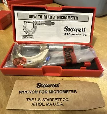 Starrett 0-1” Camo Color .0001” Carbide Faced Ratchet Thimble Micrometer • $149.99