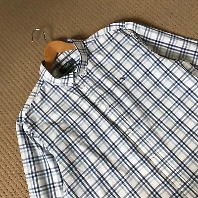 QUBA SAILS Shirt Blue White Check Button Down Collar Cotton Size XXL 2XL • £14.99