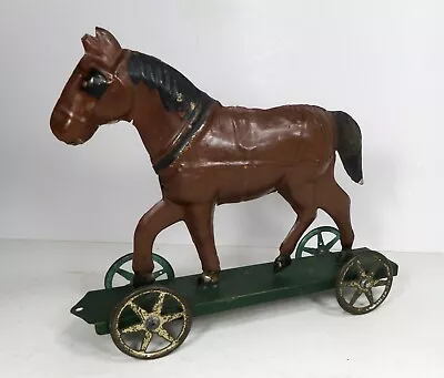 Vintage Early German Tin Horse Pull Along Tin Penny Toy Germany/France? • $95