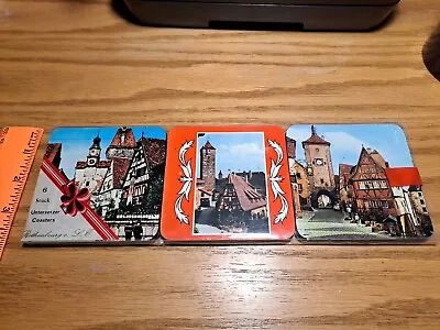 Vintage Cork Back German Untersetzer BUILDINGS Coasters Set Of 6 • $12