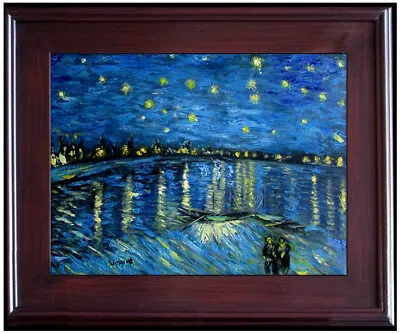 Framed Van Gogh Starry Night Over Rhone Repro Hand Painted Oil Painting 12x16in • $149.95