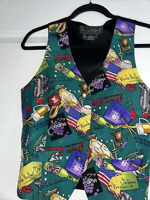 Nicole Miller Vintage Vest Women's 1994 Novelty  Philadelphia Theme 100% Silk S • $21.99
