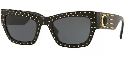 RARE NEW Genuine VERSACE THE CLANS Black Grey Gold Dots Sunglasses VE4358 GB1/87 • $399