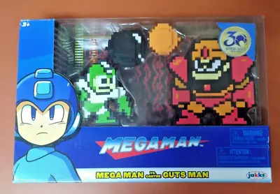 Mega Man Vs. Guts Man Figure 2 Pack Megaman 30th 8-Bit Figures Jakks 2018 NEW • $23