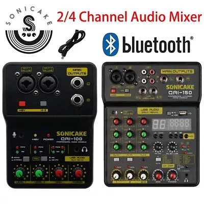 SONICAKE Mix Console 2/4 Channel Audio Mixer With Sound Card USB Phanto Mixer UK • £62.99