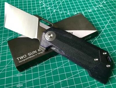 TWOSUN FOLDER FLIPPER KNIFE TC4 Titanium Inlay MICARTA D2 PLAIN EDGE TS500-Color • $61.03