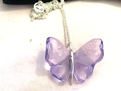 Lalique  lilac Butterfly And Chain Hallmarked Silver New And Boxed • £145