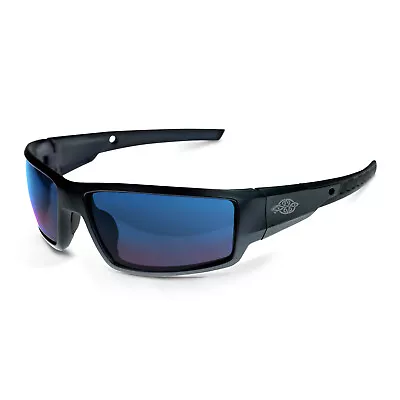 CROSSFIRE Cumulus Premium Safety Glasses Black Frames Blue Mirror Lens 41626 • $10.95