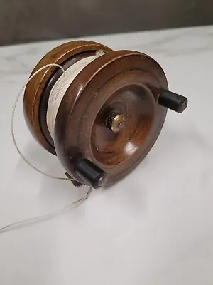 Antique Wood And Brass Fishing Reel • $43.58