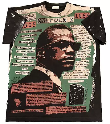 Malcolm X Vintage Hanes Mosquito Head Style All Over Print T Shirt Men's Large • $180