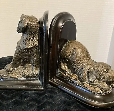 Vintage Dog Bookends Set Of Wood And Resin By Yerandah • $38.99