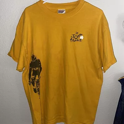 Le Tour De France Mens Yellow Large T Shirt Crew Neck Short Sleeve Retro Vintage • $32
