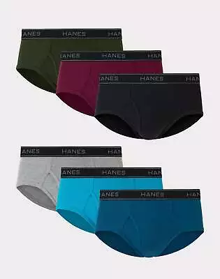 Hanes Men's 6-Pack Brief Underwear Mid Rise Tagless Wicking Comfort Flex Waist • $19.13