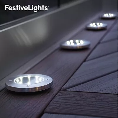 4 PACK | Solar Stainless Steel LED Deck Spike Outdoor Up Lights | Garden Path • £15.99