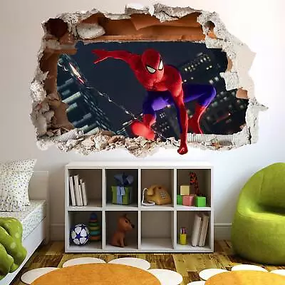 Superhero Spiderman 3D Effect Wall Sticker Mural Poster Decal Room Office • £3.99