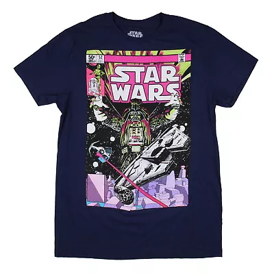 $17.95 • Buy Star Wars Men's Neon Darth Vader Comic Cover Adult T-Shirt Tee